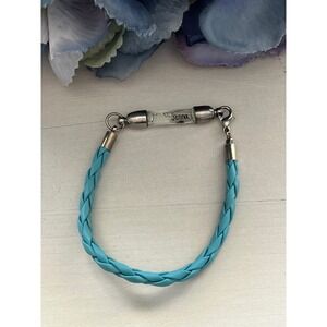 Braided Blue Faux Leather Bracelet with Jenna‎ Name Charm Accessory